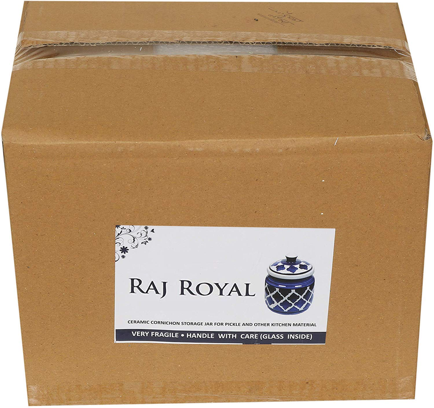 RAJ ROYAL Ceramic Storage Container Jars with Lid Storage Canister (Blue) -1.25 Kg